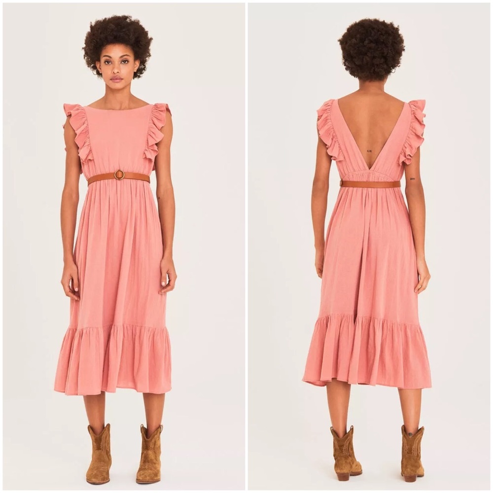 BA&SH Joyce Backless Midi Dress - Rose Pink